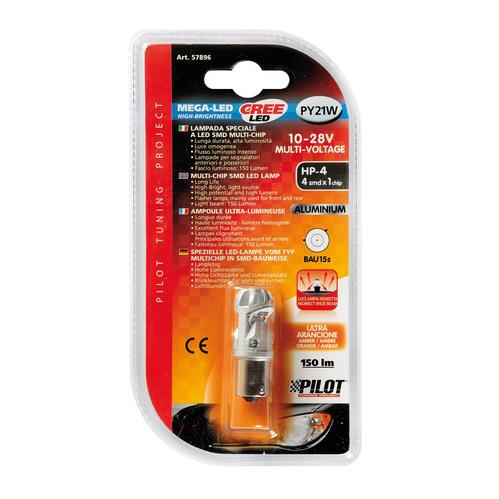 P21/5W 10-28V BAY15D Cree Mega-LED 150LM Διαθλασης Πορτοκαλι (μονοπολικο-παρακεντρο) Blister 1τεμ. - Thumbnail 3