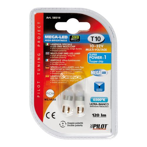LAMPA - Λάμπες T10 LED W2,1X9,5D 12/32V 6.500K 130LM Με 1 Smd / 1 Chip LED Διπλής Πολικότητας Με Ενσωματωμένη Αντίσταση (καρφωτές, Ακάλυκες) - 2 Τεμ. (L5851.9) - Thumbnail 2