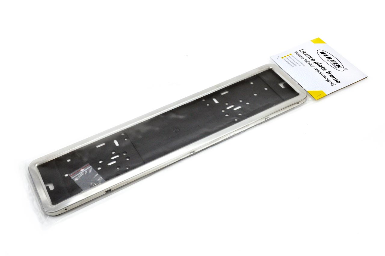 AMIO - Πλαστικό Πλαίσιο Πινακίδας Κυκλοφορίας Inox Silver Εφέ Κουμπωτό Με Τελάρο 53 X 12 Cm Για Εμπρός Και Πίσω Πινακίδα Αυτοκινήτου - 1 Τεμ. (01300/AM) - Thumbnail 3