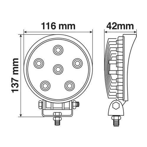 Προβολεας Εργασιας Στρογγυλος  WL-16 - 6 LED 18W 10-30V (137X116X42 Mm) Basic Line - 1 Τεμ. - Thumbnail 3