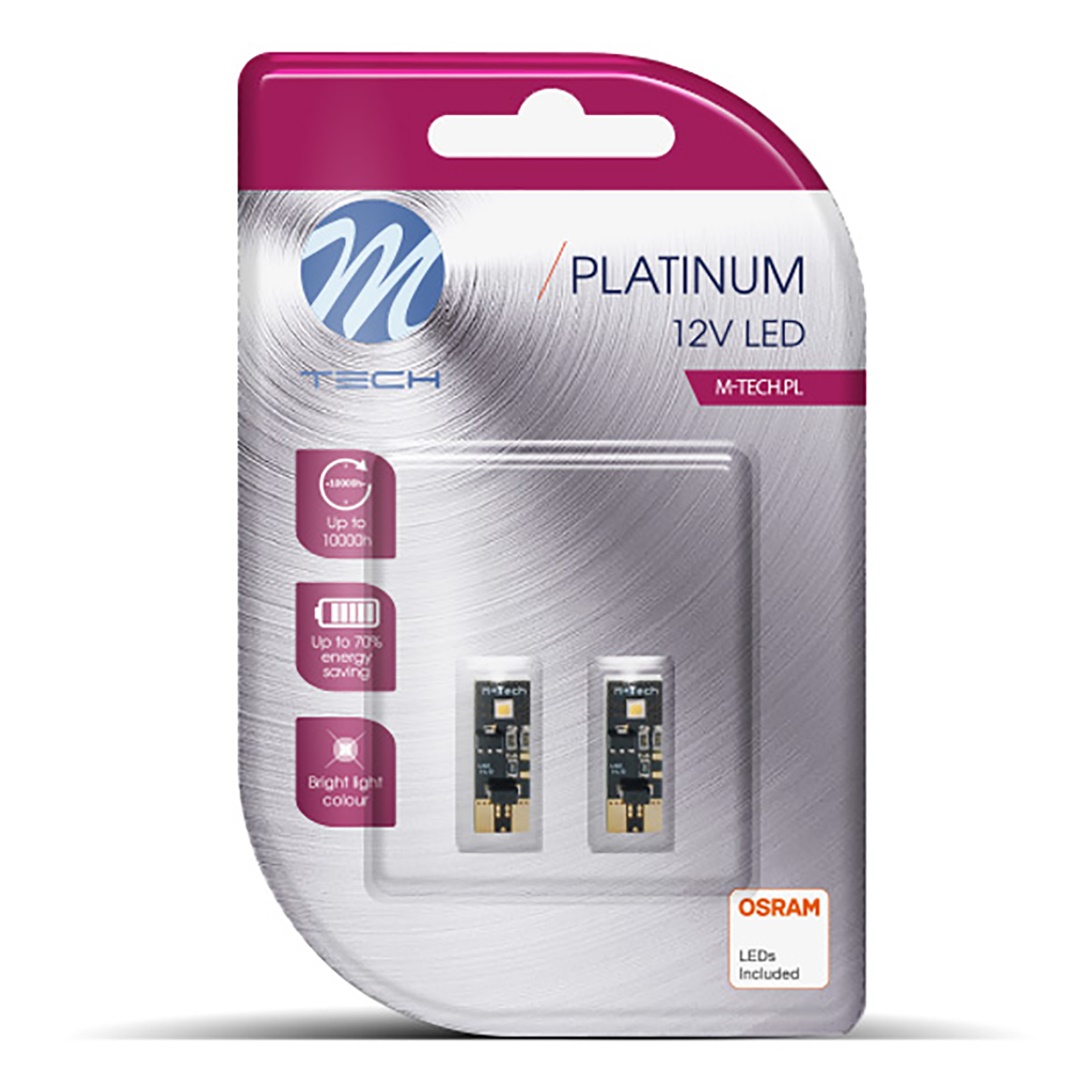 T10 W5W 12V W2.1X9.5D 1,6W 2XHP LED Λευκο Can-bus Blister 2τεμ. M-TECH - Thumbnail 2