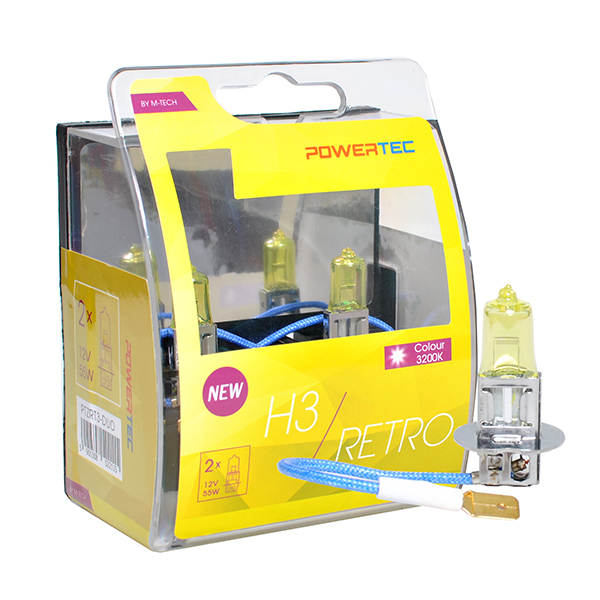 H3 12V 55W PK22S Powertec Retro (κιτρινες Λαμπες) 2τεμ. - Thumbnail 2
