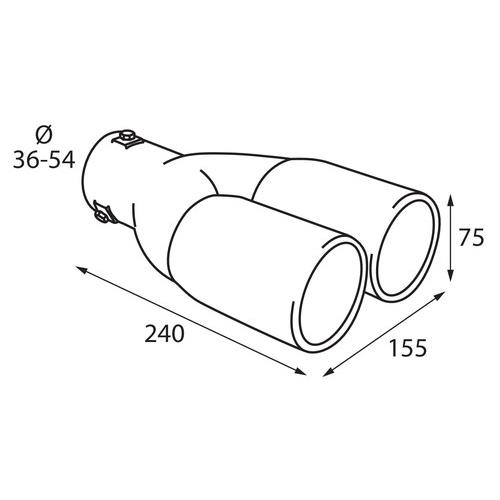Ακρο Εξατμισης TS-23 Φ 36-54MM - Διπλη Αποληξη - Thumbnail 2