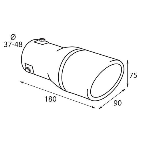 Ακρο Εξατμισης TS-25 Φ 37-58 Mm - Στρογγυλο Μαυρο/ινοχ - Thumbnail 2