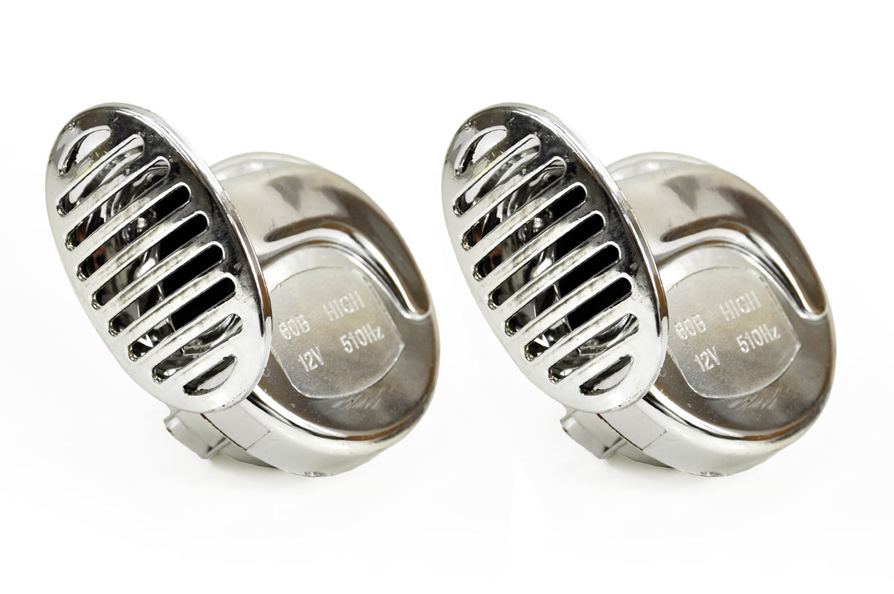 Amio - Κόρνα Αυτοκινήτου Διπλή CHR-01 12V 120dB συνολικά 410/510Hz Στυλ Σαλιγκάρια Χρωμίου για Ισχυρό Διπλό Ήχο και Μέγιστη Ειδοποίηση στο Δρόμο - 2 Τεμ. (01715/AM)