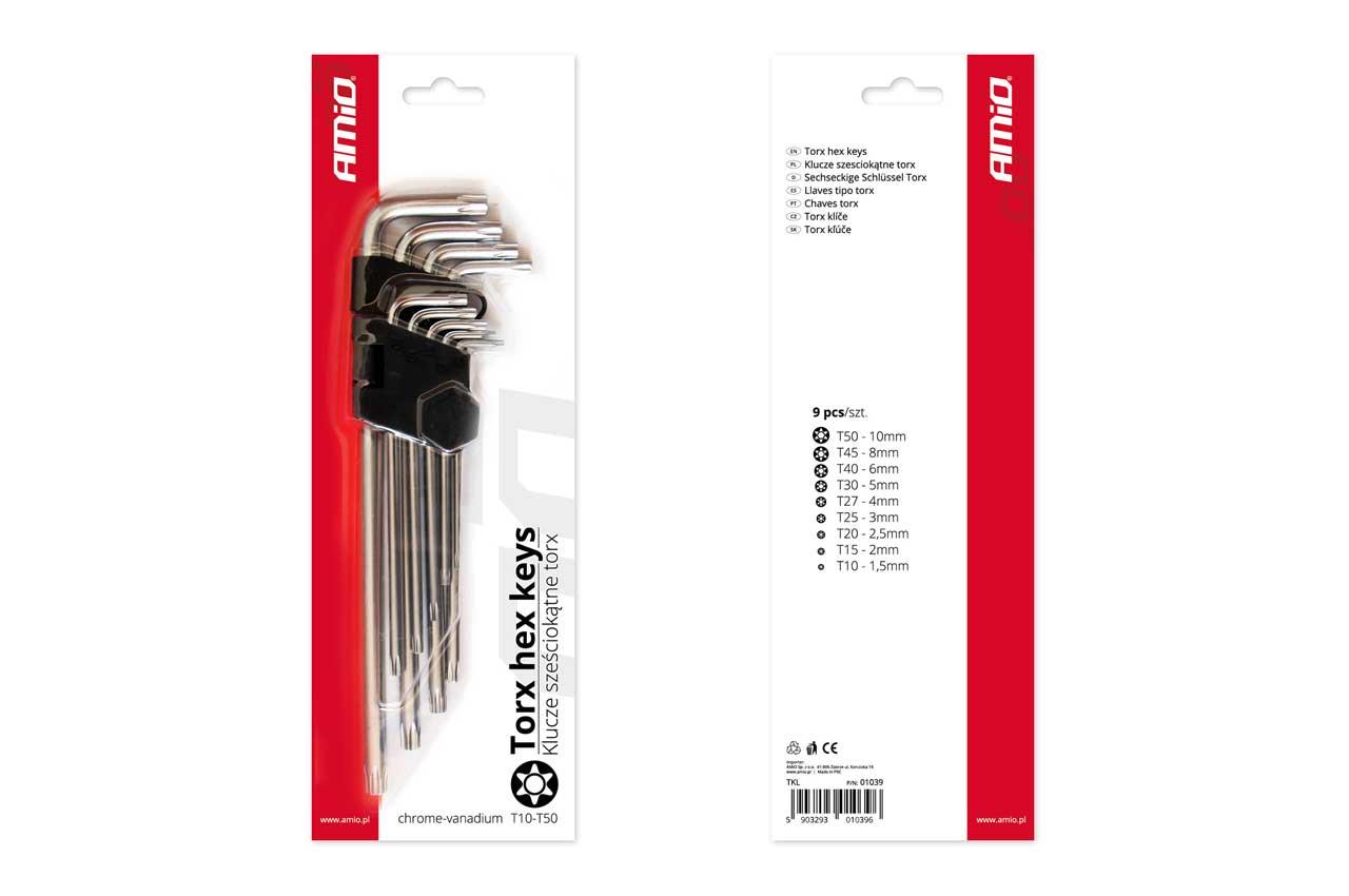 AMIO - Σετ Κλειδιά Allen Torx Μήκος 230MM Για Επιβατικά Αυτοκίνητα - 9 Τεμ. (01039/AM) - Thumbnail 2