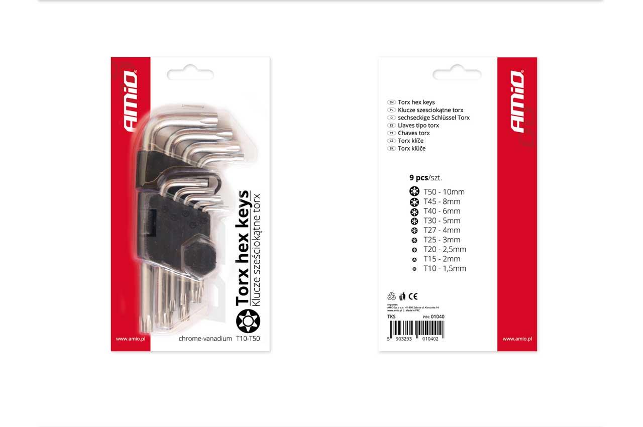 AMIO - Σετ Κλειδιά Allen Torx Μήκος 125MM Για Επιβατικά Αυτοκίνητα - 9 Τεμ. (01040/AM) - Thumbnail 2