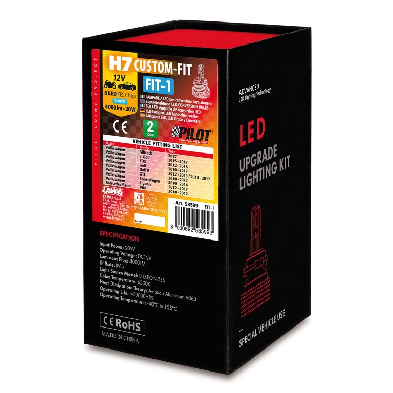 H7 12V – 20W - 6500K - 4000LM 6 LED Custom FIT-1 Vw/mercedes – 2 Τεμ. - Thumbnail 4