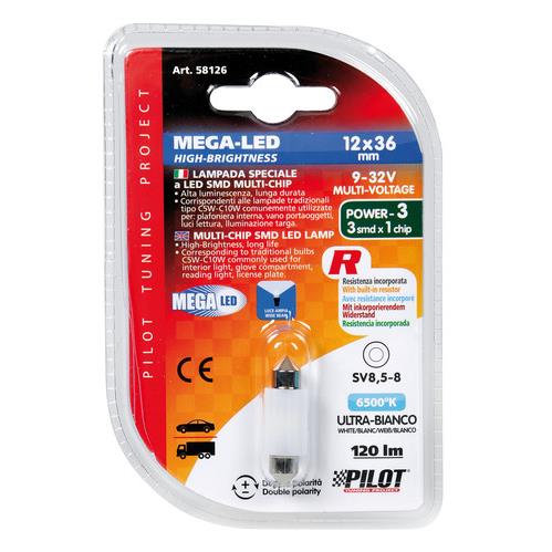 Λαμπακι Πλαφονιερας 9-32V 12X36MM 120LM Λευκο MEGA-LED12 (διπλης Πολικοτητας) Blister 1τεμ. - Thumbnail 5