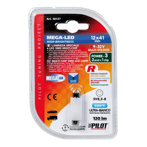 Λαμπακι Πλαφονιερας 9-32V 12X41MM 120LM Λευκο MEGA-LED12 (διπλης Πολικοτητας) Blister 1τεμ. - Thumbnail 5