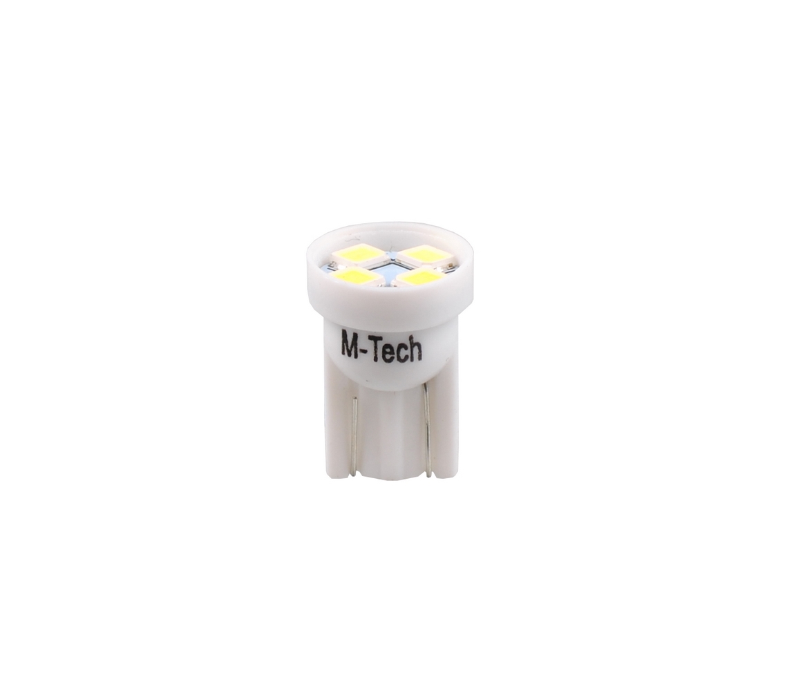 T10 W5W 24V W1,2X9,5D LED 4XSMD3528 Λευκο Διαθλαση (καρφωτο Ακαλυκο) Heavy Duty Blister 2τεμ. M-TECH - Thumbnail 2