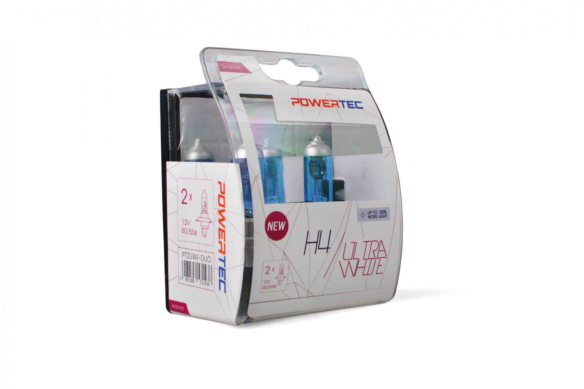 H4 12V 60/55W P43T-38 Powertec Ultra White 2τεμ. M-TECH