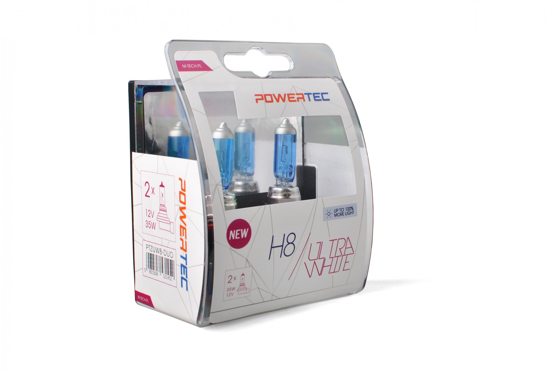 H8 12V 35W PGJ19-1 Powertec Ultra White 2τεμ. M-TECH