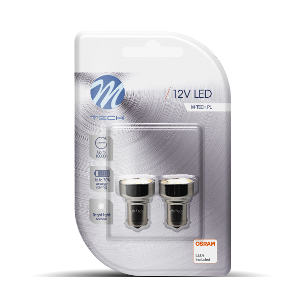 P21W 12V BA15S 19XSMD2835 LED Osram Λευκο Blister 2τεμ. M-TECH