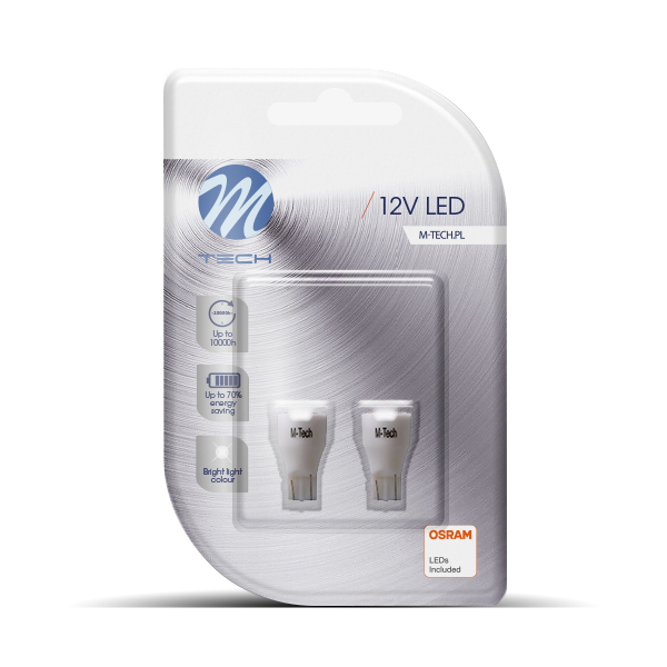 W16W 12V W2,1X9,5D 7XSMD2835 LED Osram Λευκο Blister 2τεμ. M-TECH