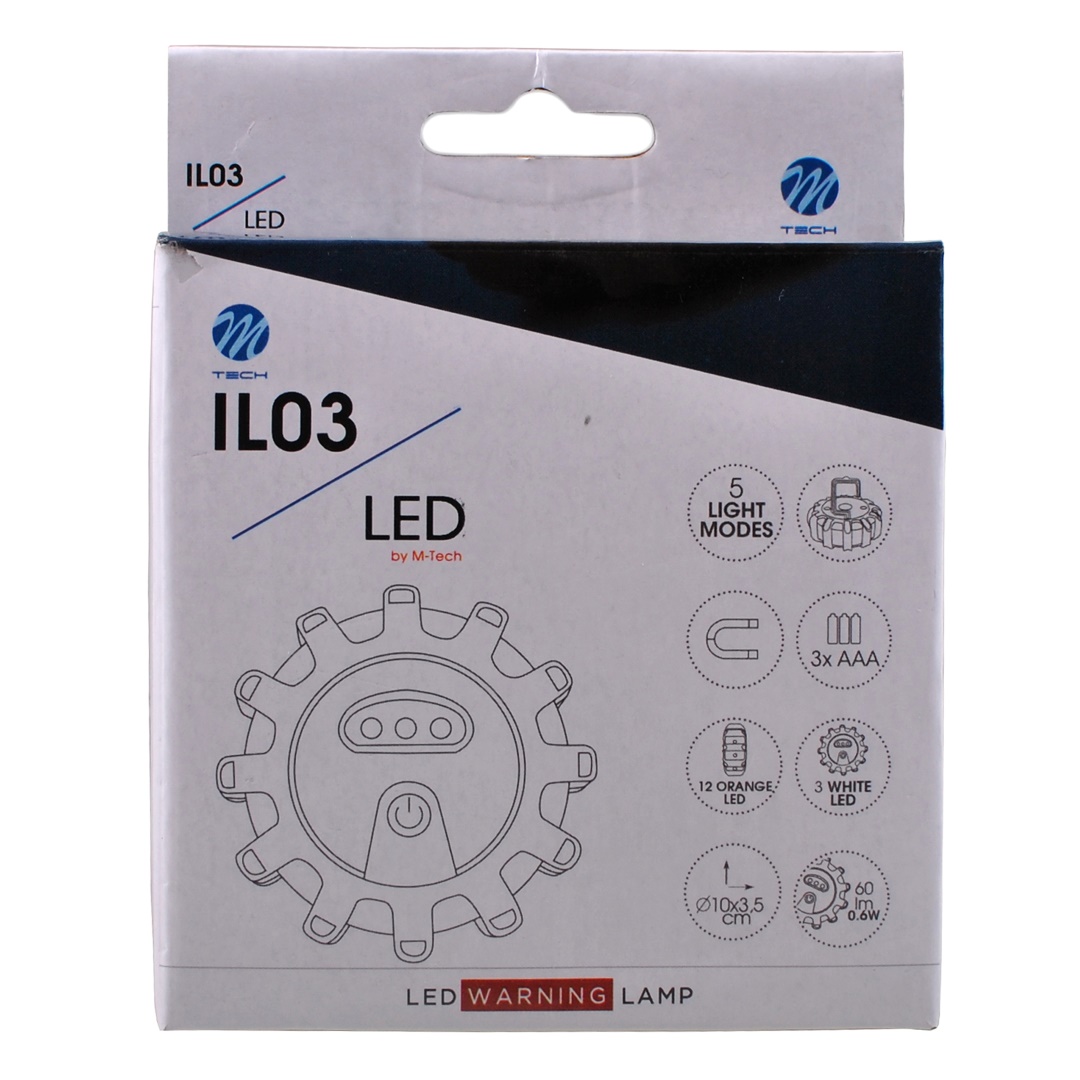 Φως Ασφαλειας Εκτακτης Αναγκης 100X100X35MM Με 15LED (3 Λευκο +12 Πορτοκαλι)  5 Χρησεων 1τεμ. M-TECH - Thumbnail 5