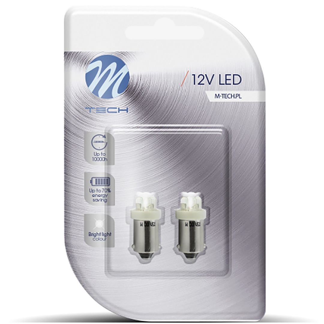 T4W 12V 0,96W BA9S (μινιον) LED 4XLED 3MM Λευκο Blister 2τεμ. M-TECH - Thumbnail 2