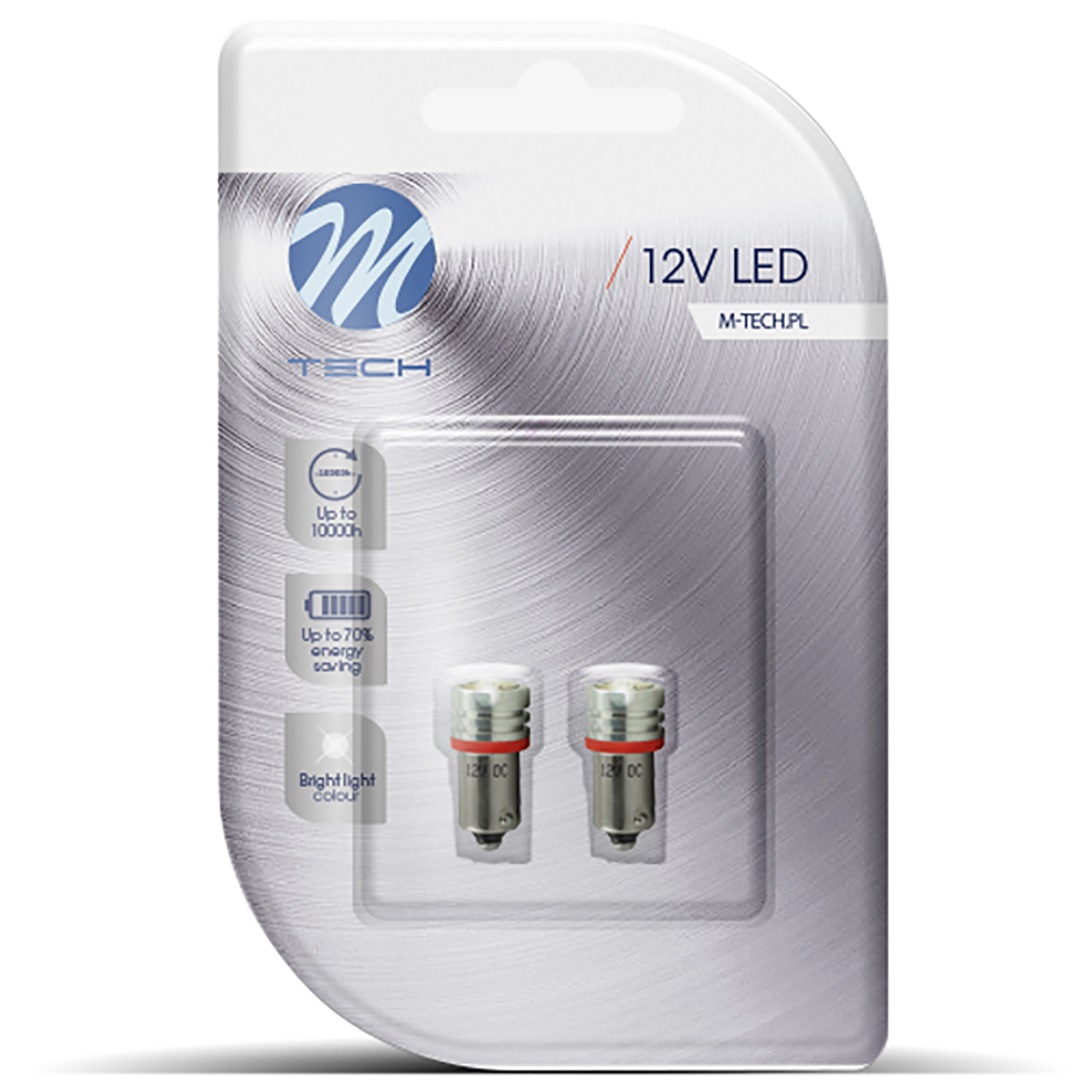 T4W 12V 1W BA9s (ΜΙΝΙΟΝ) LED 1xHP ΚΟΚΚΙΝΟ BLISTER 2ΤΕΜ. M-TECH
