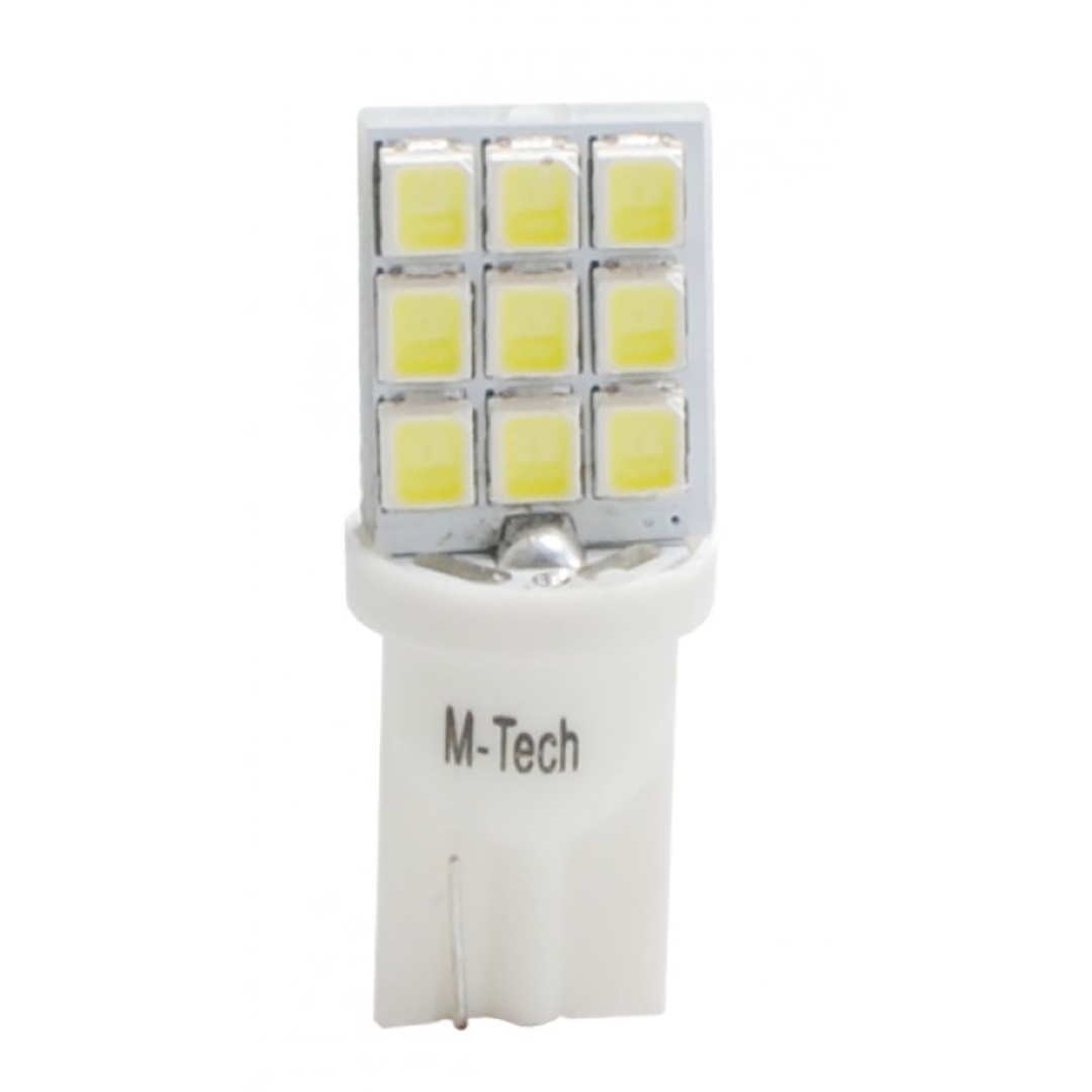 T10 W5W 12V W2,1X9,5D LED 9XSMD2835 Λευκο (καρφωτο Ακαλυκο) Blister 2τεμ. M-TECH