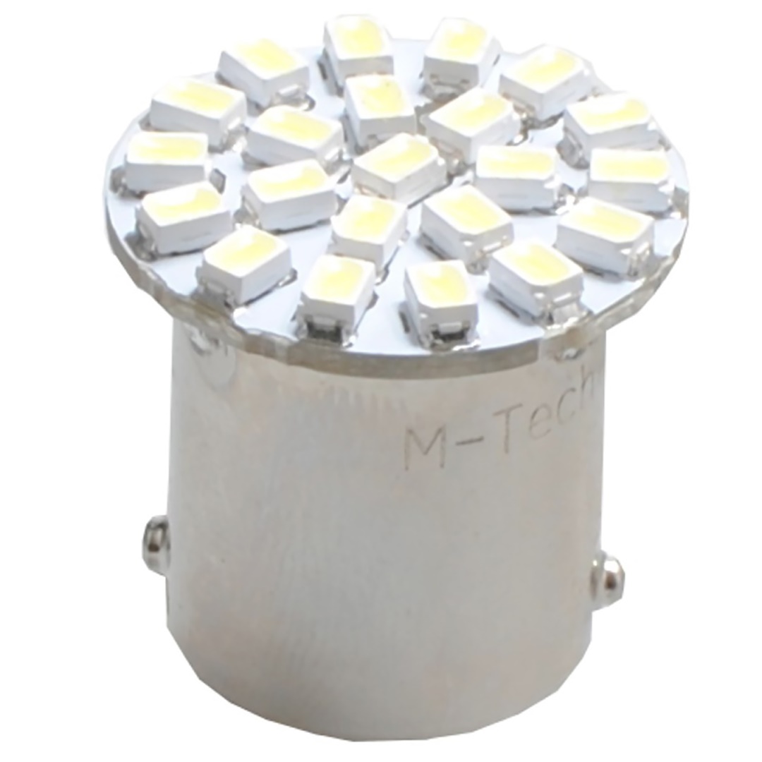 R5W/R10W 12V BA15S 1,44W LED 22XSMD3020 Premium Λευκο Blister 2τεμ. M-TECH