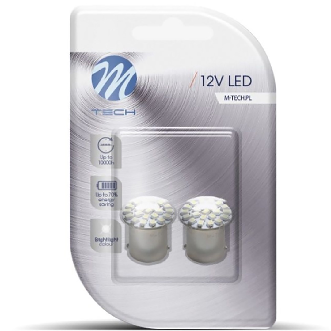R5W/R10W 12V BA15S 1,44W LED 22XSMD3020 Premium Λευκο Blister 2τεμ. M-TECH - Thumbnail 2