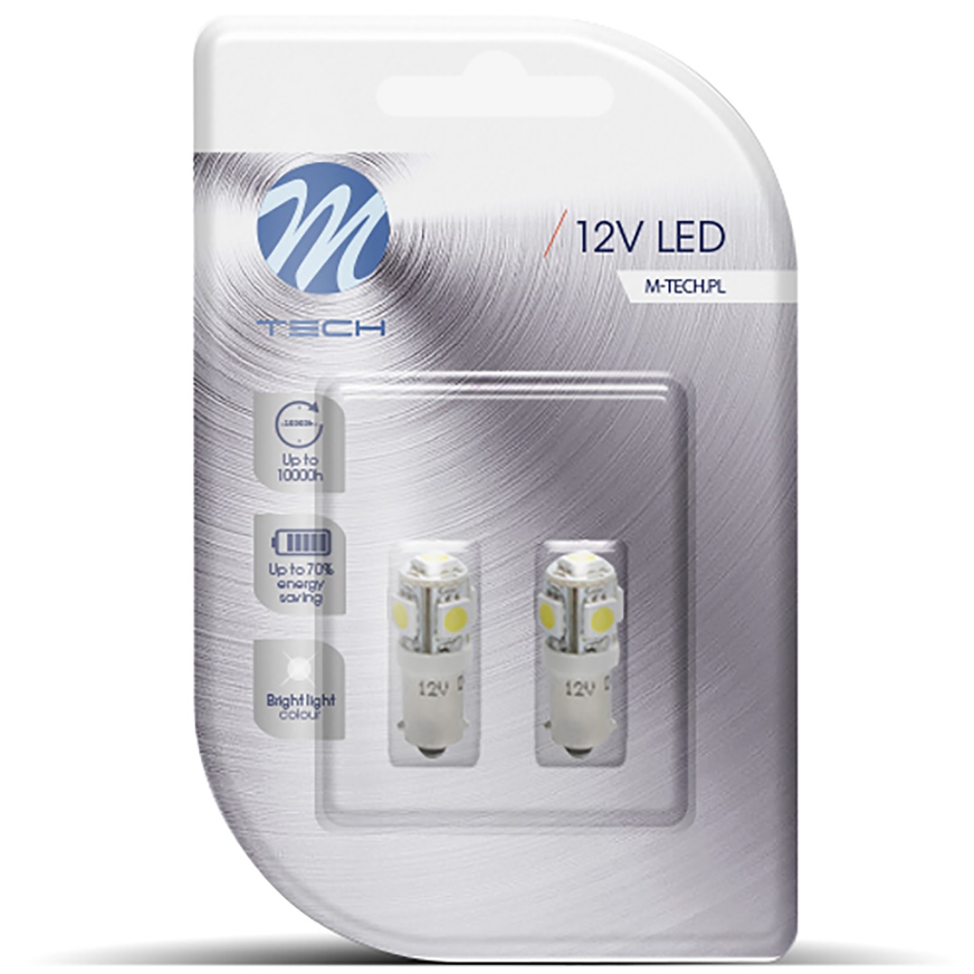 T4W 12V 1,2W BA9S (μινιον) LED 5XSMD5050 Λευκο Blister 2τεμ. M-TECH - Thumbnail 2