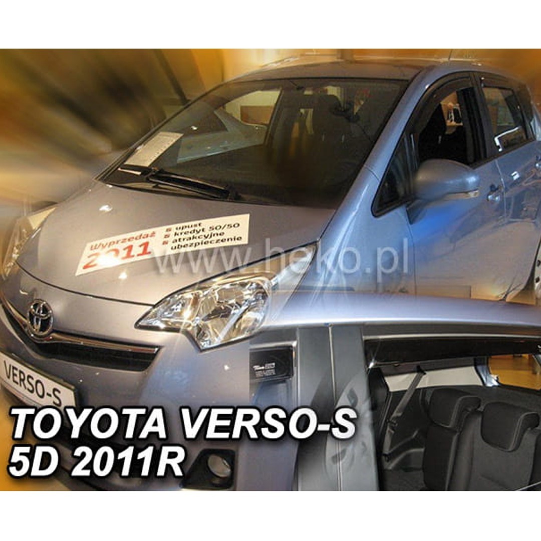 Ανεμοθραυστες Για Toyota Verso S 5D 2011+ Σετ Αυτοκινητου Απο Ευκαμπτο Φιμε Πλαστικο HEKO - 4 Τεμ.