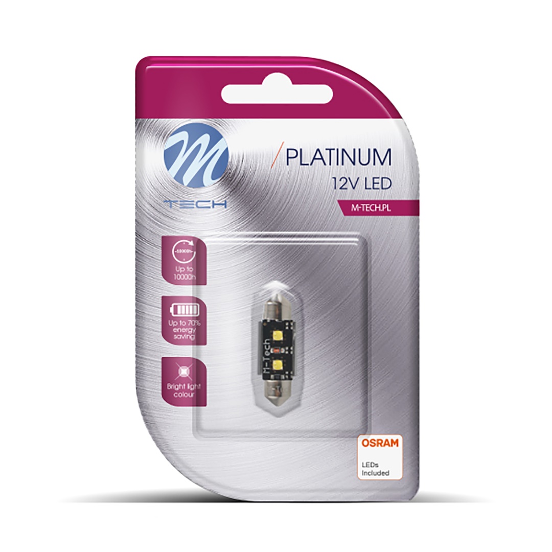 Λαμπακια Πλαφονιερας C5W 12V SV8.5 3,2W 420LM 41MM 2XHP LED Osram Λευκο Blister 1τεμ. M-TECH