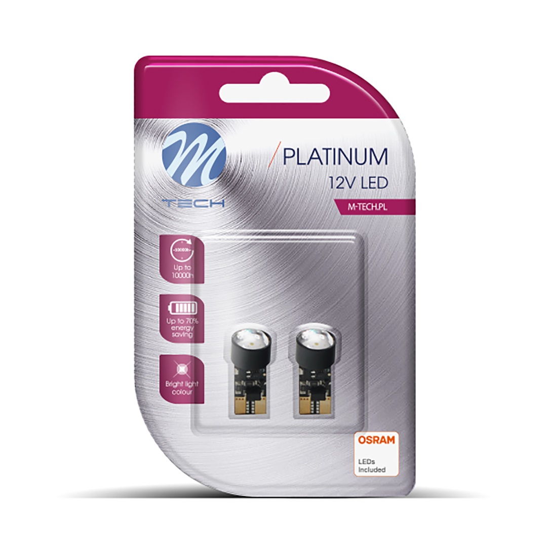 T10 W5W 12V W2.1X9.5D 1,6W 1XHP LED Λευκο Can-bus Blister 2τεμ. M-TECH - Thumbnail 2