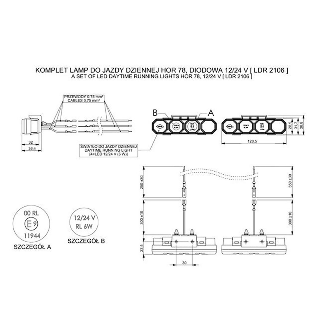 Drl HOR78 12/24V Προσθετο Daytime Διεθνη Με 4LED 6W 120,5X36,8MM Μαυρο 2τεμ - Thumbnail 4