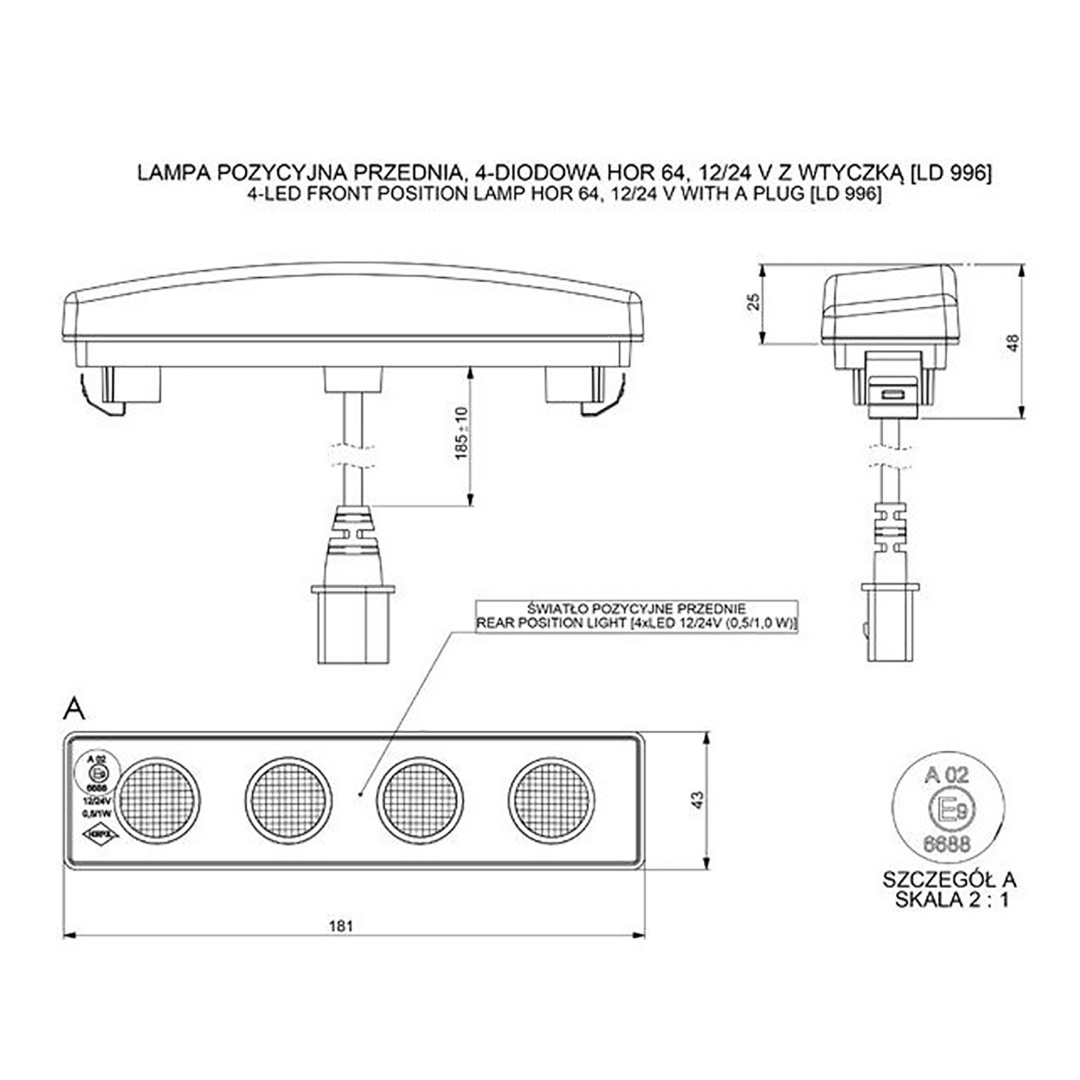 Drl HOR64 12/24V Προσθετο Daytime Διεθνη Με 4LED 0,5W 181X48MM Μαυρο Με Φις 1τεμ - Thumbnail 2