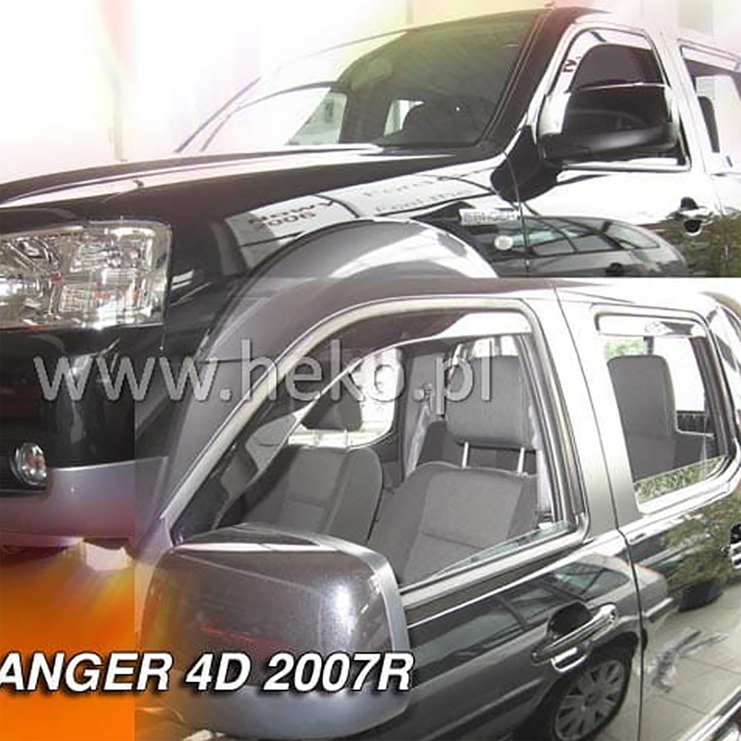 Ανεμοθραυστες Για Ford Ranger 2 4D 2007-2012 Ζευγαρι Απο Ευκαμπτο Φιμε Πλαστικο HEKO - 2 Τεμ.