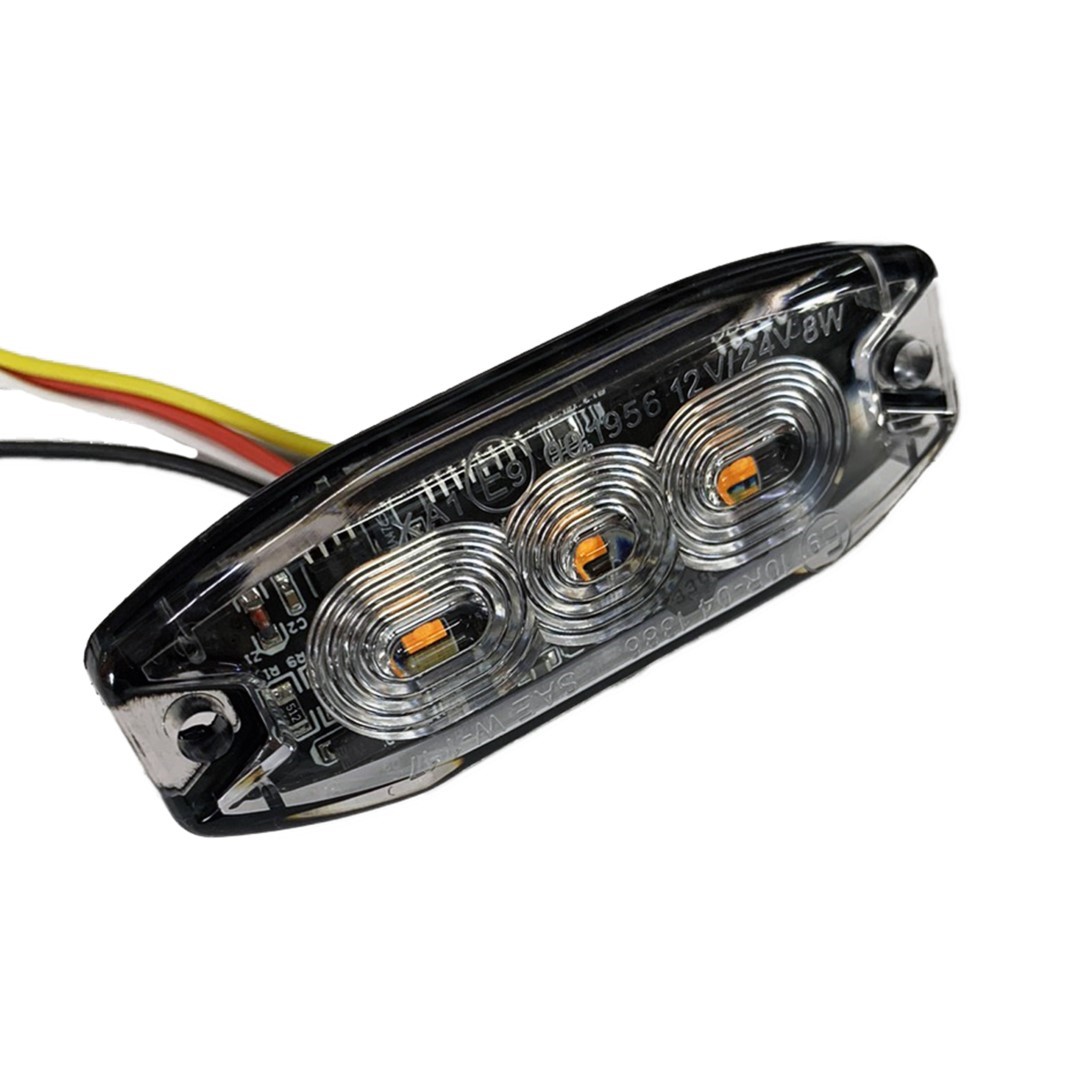 AMIO - Στρομπο 12/24V 8X3X0,9CM Πορτοκαλι 3LED 9W (3X3W) R65 R10 - 1 Τεμ. (02297/AM) - Thumbnail 2