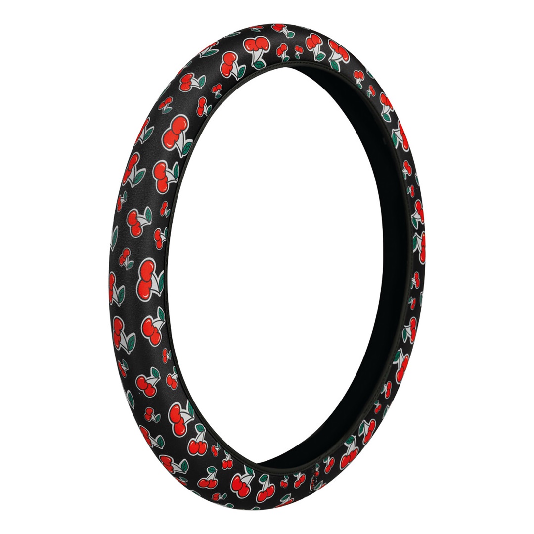 Καλυμμα Τιμονιου Skin-cover Cherry-ciliege(κερασια) 35/37CM(S) Μαυρο Ελαστικο Πολυεστερικο 2MM Παχος