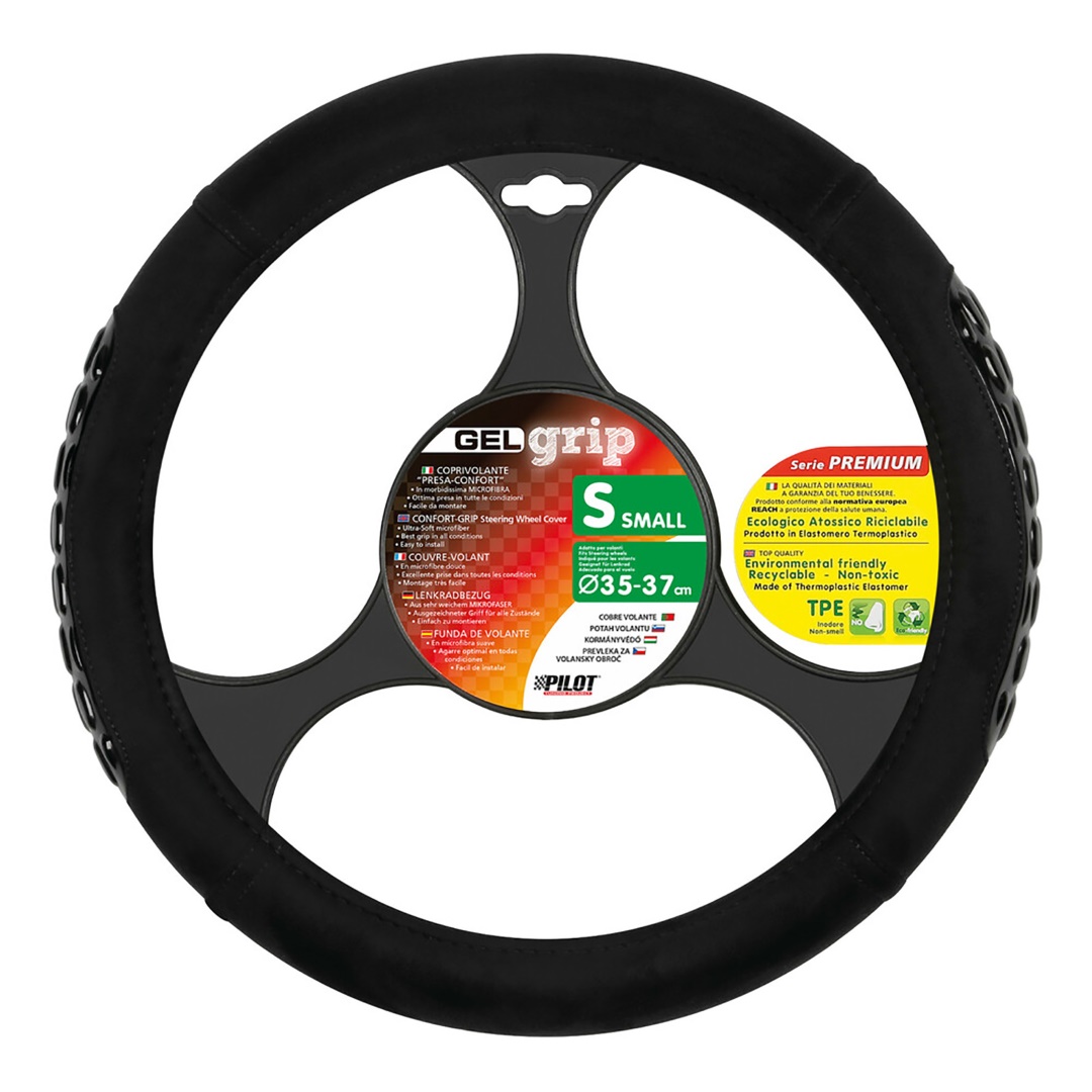 Καλυμμα Τιμονιου Gel Grip (s) 35/37CM Μικροινες/τζελ Μαυρο Αοσμο Eco-friendly - Thumbnail 2