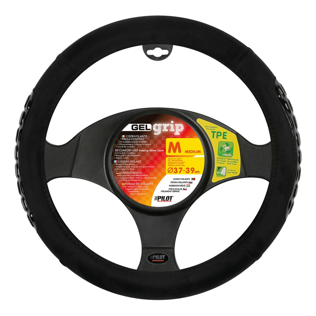 LAMPA Κάλυμμα Τιμονιού Αυτοκινήτου Gel Grip 37-39εκ. Άοσμο Από Μαλακές Μικροϊνες Και Λαβές Με Gel Μαύρο 1-τεμ. (L3294.9)