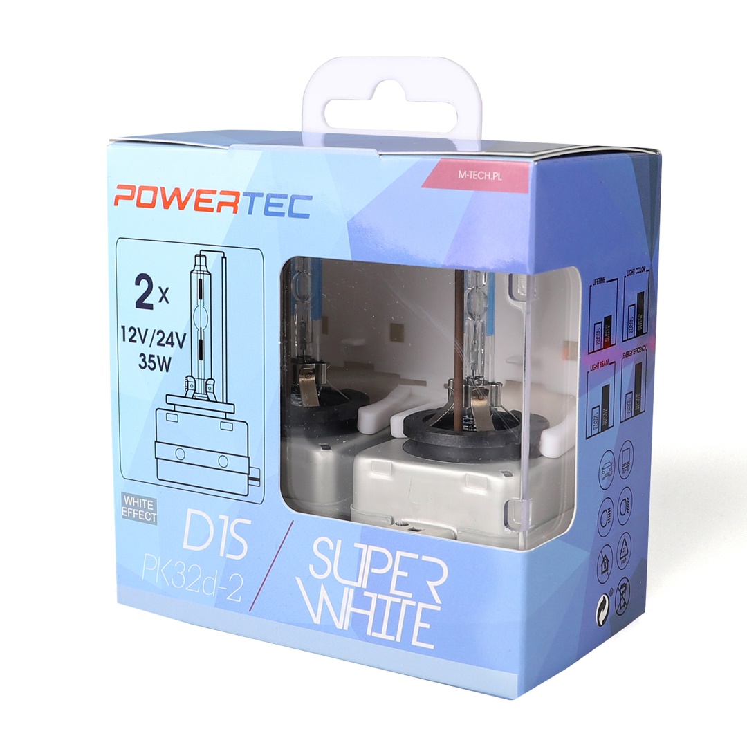 D1S 12V 34W PK32D-2 5.000K Powertec Super White 2τεμ. M-TECH - Thumbnail 2