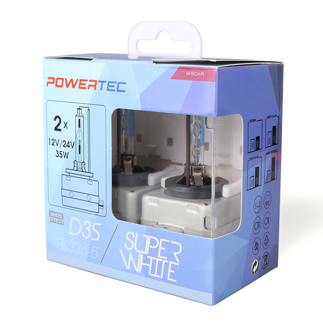 D3S 12V 34W P32D-5 5.000K Powertec Super White 2τεμ. M-TECH - Thumbnail 2