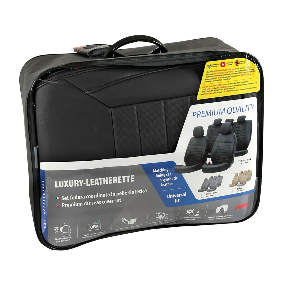 Καλυμματα Καθισματων Luxury Leatherette Δερματινη Αφρωδες Μαυρο -4 Τεμ - Thumbnail 3