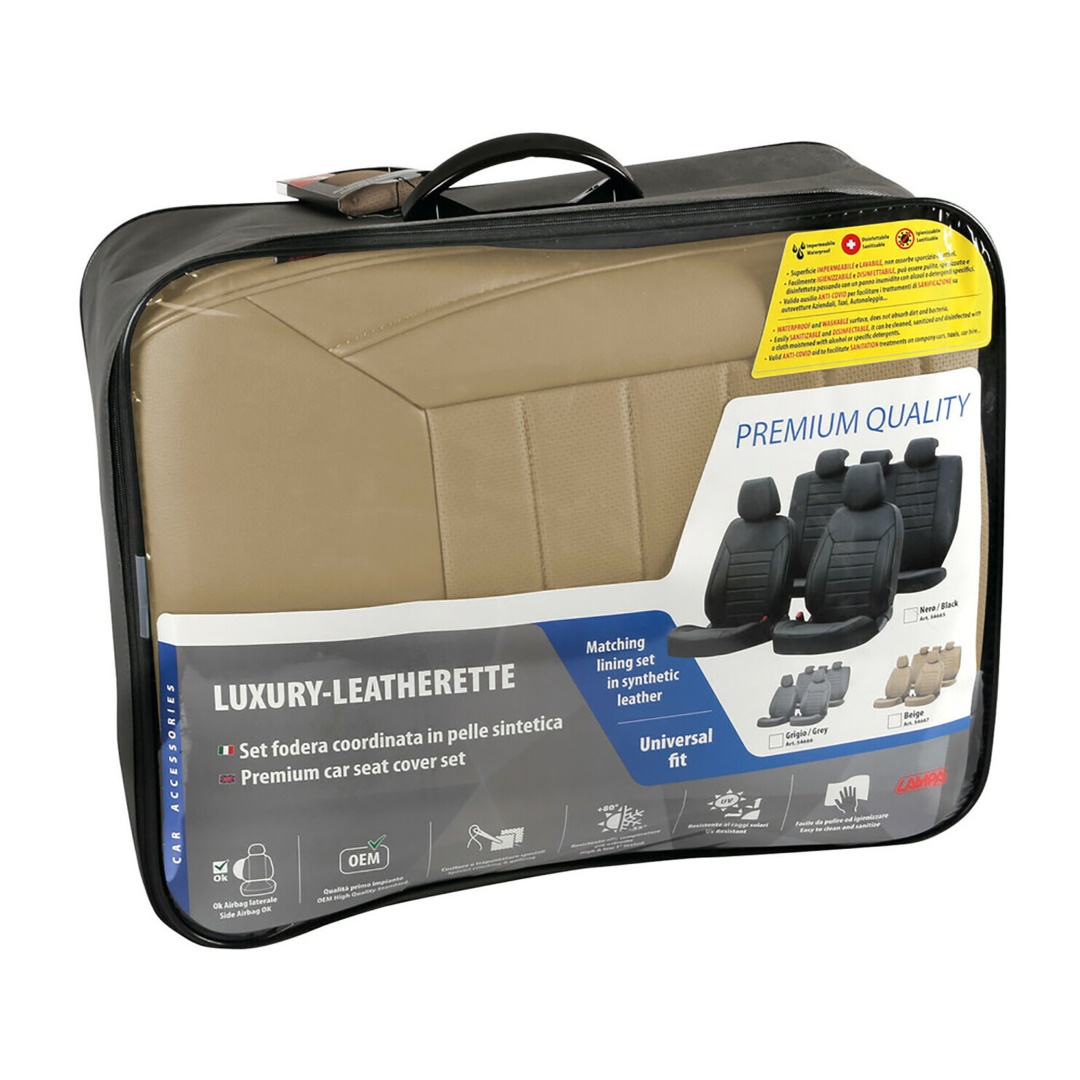 Καλυμματα Καθισματων Luxury Leatherette Δερματινη Αφρωδες Μπεζ - 4 Τεμ. - Thumbnail 2