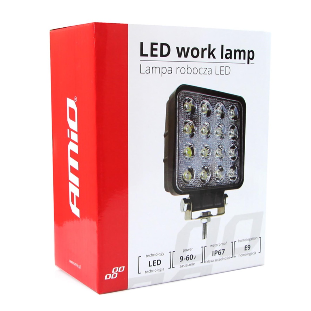 AMIO - Προβολέας Εργασίας LED AWL05 Flat 4000LM 48W 9-60V 16LED - Ισχυρός Φωτισμός & Απόδοση Σε Δύσκολες Συνθήκες - 108X108X57MM - 1 Τεμ. (01700/AM) - Thumbnail 5