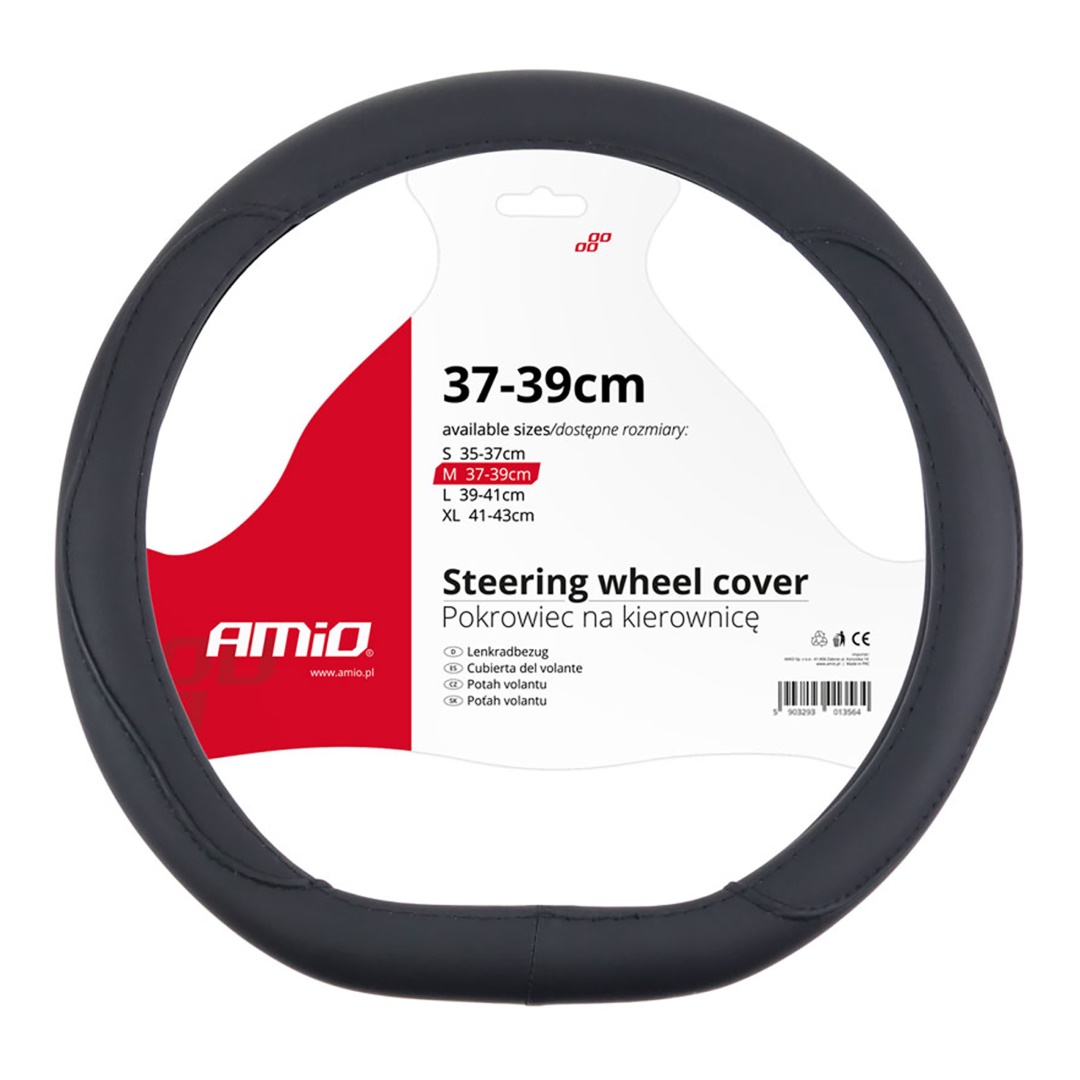 AMIO - Καλυμμα Τιμονιου SWC-22-M 37-39 Cm Σε Σχημα D Για Κομμενα Τιμονια Μαυρο/ελαστικο/δερματινη - 1 Τεμ. (02304/AM) - Thumbnail 3