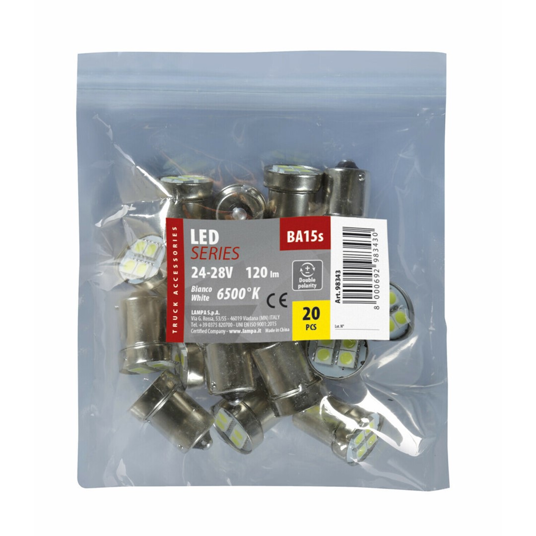 R5W BA15S 24/28V 120LM 12SMD LED X 1 Chips Hyper LED Λευκα 20TEM. - Thumbnail 2