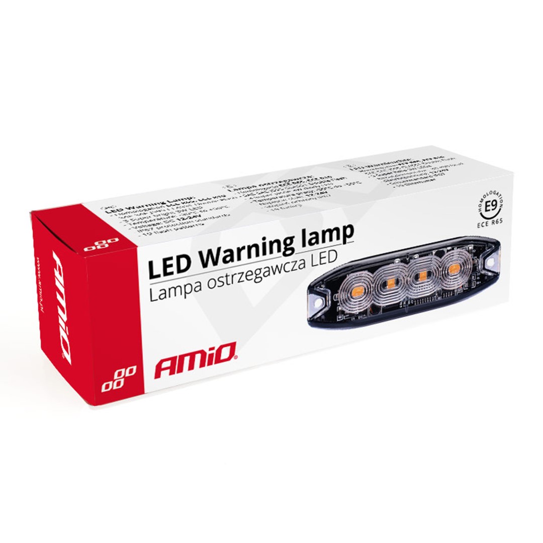 AMIO - Στρομπο 12/24V 10X3X0,9CM Πορτοκαλι 4LED 12W (4X3W) R65 R10 IP68 - 1 Τεμ. (02298/AM) - Thumbnail 2