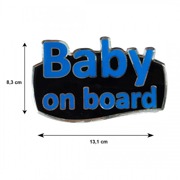 Baby On Board Αυτοκολλητο Εξωτερικης Χρησης 13,1 Χ 8,3CM Μπλε/μαυρο/χρωμιο Με Επικαλυψη Σμαλτου - 1 Τεμ. - Thumbnail 2