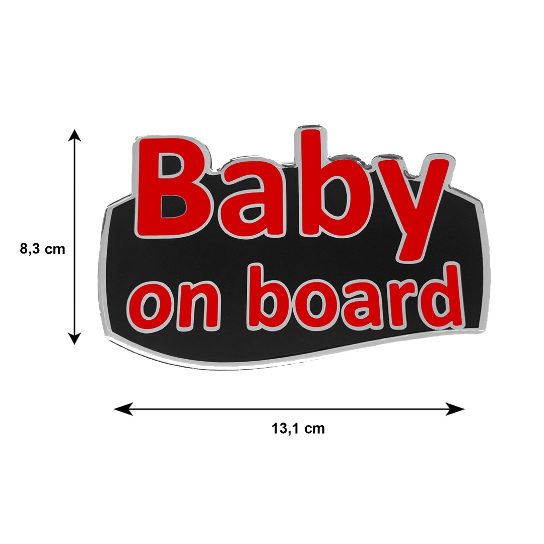 Baby On Board Αυτοκολλητο Εξωτερικης Χρησης 13,1 Χ 8,3CM Κοκκινο/μαυρο/χρωμιο Με Επικαλυψη Σμαλτου - 1 Τεμ. - Thumbnail 2