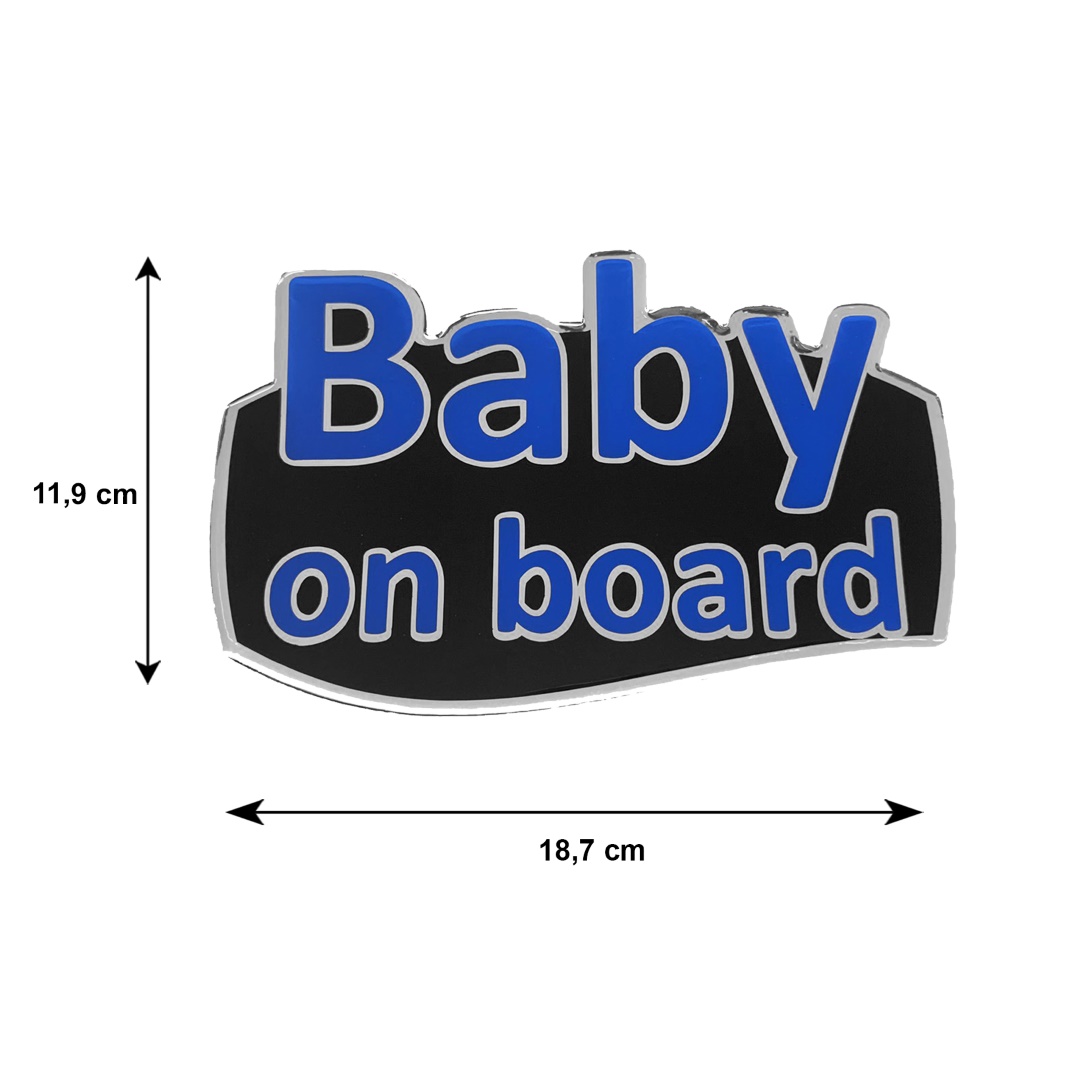 Baby On Board Αυτοκολλητο Εξωτερικης Χρησης 18,7 Χ 11,9 Cm Μπλε/μαυρο/χρωμιο Με Επικαλυψη Εποξειδικης Ρυτινης (υγρο Γυαλι) - 1 Τεμ. - Thumbnail 2