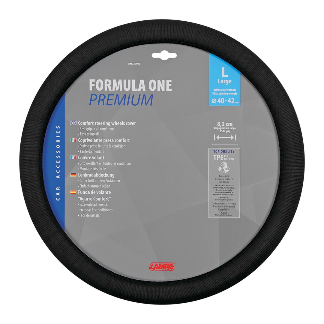 LAMPA Κάλυμμα Τιμονιού Αυτοκινήτου Formula One 40-42εκ. Άοσμο Αντιιδρωτικό Ευρείας Κάλυψης Μαύρο 1-τεμ. (L3298.5) - Thumbnail 2