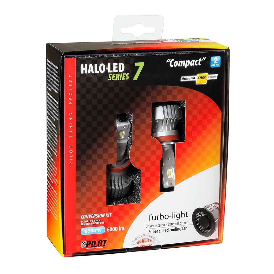 H8/H9/H11/H16 9-32V 6.500K 6.000LM 72W PGJ19-X Halo LED Serie 7 Compact 8LED Cree 2τεμ. LED Kit - Thumbnail 3