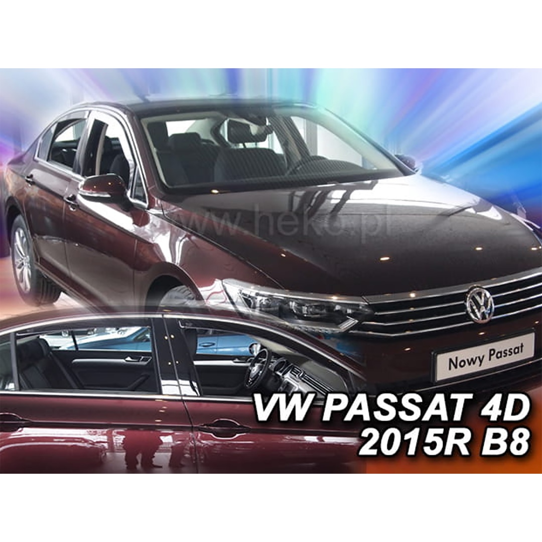 Ανεμοθραυστες Για Vw Passat 4D 2014+ Σετ Αυτοκινητου Απο Ευκαμπτο Φιμε Πλαστικο HEKO - 4 Τεμ.
